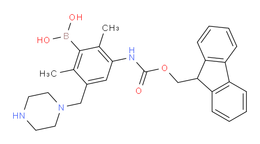 [3-({[(9H-fluoren-9-yl)methoxy]carbonyl}amino)-2,6-dimethyl-5-[(piperazin-1-yl)methyl]phenyl]boronic acid