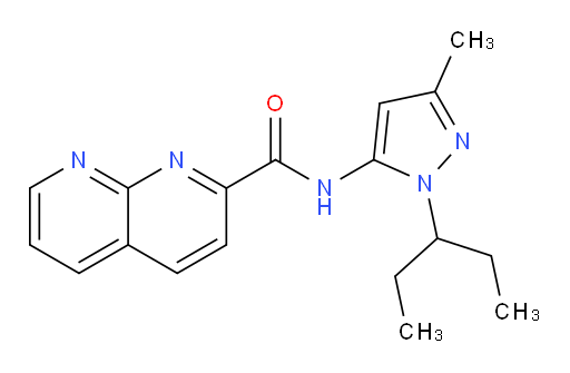 N-(3-methyl-1-(pentan-3-yl)-1H-pyrazol-5-yl)-1,8-naphthyridine-2-carboxamide