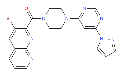 (4-(6-(1H-pyrazol-1-yl)pyrimidin-4-yl)piperazin-1-yl)(3-bromo-1,8-naphthyridin-2-yl)methanone