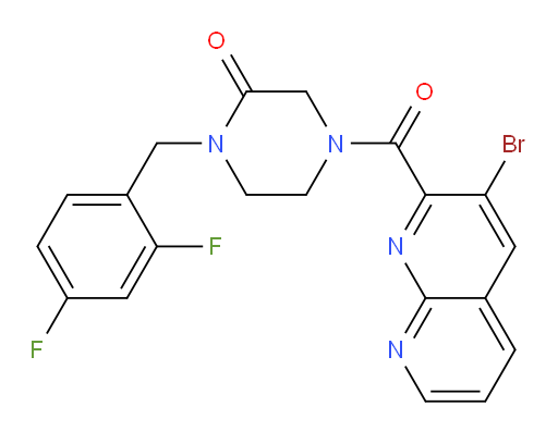 4-(3-bromo-1,8-naphthyridine-2-carbonyl)-1-(2,4-difluorobenzyl)piperazin-2-one