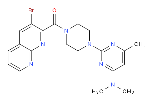 (3-bromo-1,8-naphthyridin-2-yl)(4-(4-(dimethylamino)-6-methylpyrimidin-2-yl)piperazin-1-yl)methanone