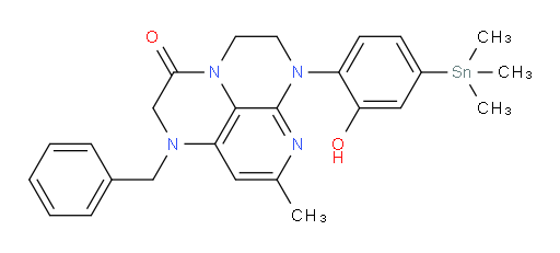 1-benzyl-6-(2-hydroxy-4-(trimethylstannyl)phenyl)-8-methyl-1,2,5,6-tetrahydro-1,3a,6,7-tetraazaphenalen-3(4H)-one