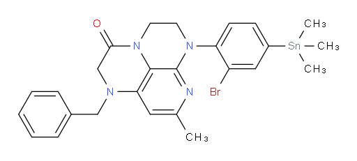 1-benzyl-6-(2-bromo-4-(trimethylstannyl)phenyl)-8-methyl-1,2,5,6-tetrahydro-1,3a,6,7-tetraazaphenalen-3(4H)-one
