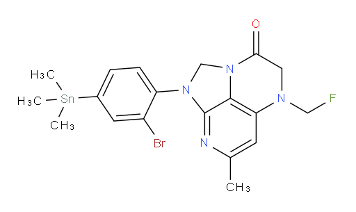 1-(2-bromo-4-(trimethylstannyl)phenyl)-5-(fluoromethyl)-7-methyl-4,5-dihydro-1H-1,2a,5,8-tetraazaacenaphthylen-3(2H)-one
