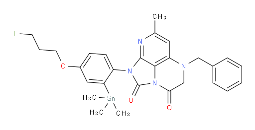 5-benzyl-1-(4-(3-fluoropropoxy)-2-(trimethylstannyl)phenyl)-7-methyl-4,5-dihydro-1H-1,2a,5,8-tetraazaacenaphthylene-2,3-dione