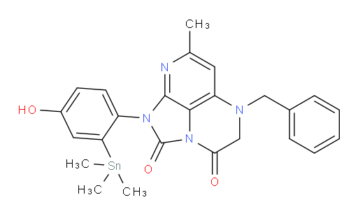 5-benzyl-1-(4-hydroxy-2-(trimethylstannyl)phenyl)-7-methyl-4,5-dihydro-1H-1,2a,5,8-tetraazaacenaphthylene-2,3-dione