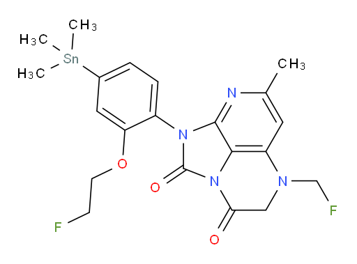 1-(2-(2-fluoroethoxy)-4-(trimethylstannyl)phenyl)-5-(fluoromethyl)-7-methyl-4,5-dihydro-1H-1,2a,5,8-tetraazaacenaphthylene-2,3-dione