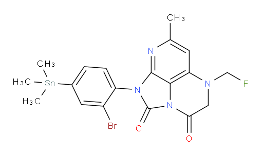 1-(2-bromo-4-(trimethylstannyl)phenyl)-5-(fluoromethyl)-7-methyl-4,5-dihydro-1H-1,2a,5,8-tetraazaacenaphthylene-2,3-dione