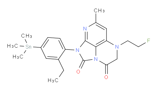 1-(2-ethyl-4-(trimethylstannyl)phenyl)-5-(2-fluoroethyl)-7-methyl-4,5-dihydro-1H-1,2a,5,8-tetraazaacenaphthylene-2,3-dione