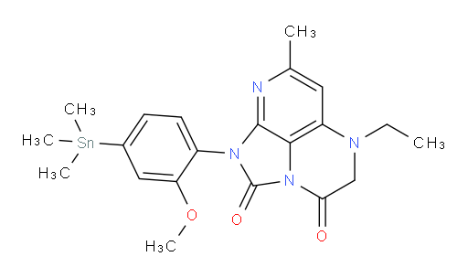 5-ethyl-1-(2-methoxy-4-(trimethylstannyl)phenyl)-7-methyl-4,5-dihydro-1H-1,2a,5,8-tetraazaacenaphthylene-2,3-dione
