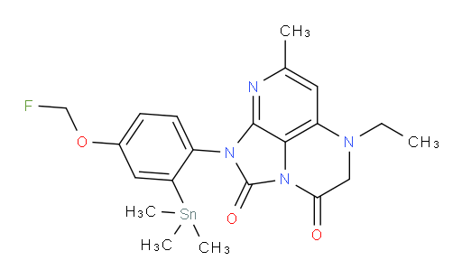 5-ethyl-1-(4-(fluoromethoxy)-2-(trimethylstannyl)phenyl)-7-methyl-4,5-dihydro-1H-1,2a,5,8-tetraazaacenaphthylene-2,3-dione