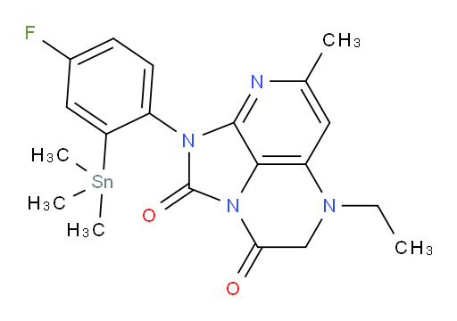 5-ethyl-1-(4-fluoro-2-(trimethylstannyl)phenyl)-7-methyl-4,5-dihydro-1H-1,2a,5,8-tetraazaacenaphthylene-2,3-dione