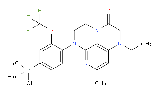 1-ethyl-8-methyl-6-(2-(trifluoromethoxy)-4-(trimethylstannyl)phenyl)-1,2,5,6-tetrahydro-1,3a,6,7-tetraazaphenalen-3(4H)-one