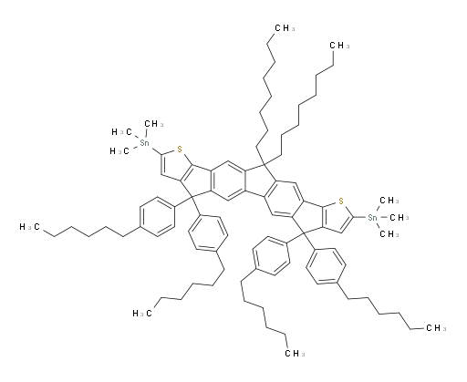 1,1′-[4,4,7,7-Tetrakis(4-hexylphenyl)-7,12-dihydro-12,12-dioctyl-4H-cyclopenta[2′′,1′′:5,6;3′′,4′′:5′,6′]diindeno[1,2-b:1′,2′-b′]dithiophene-2,9-diyl]bis[1,1,1-trimethylstannane]