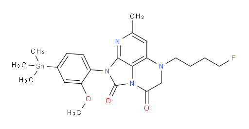 5-(4-fluorobutyl)-1-(2-methoxy-4-(trimethylstannyl)phenyl)-7-methyl-4,5-dihydro-1H-1,2a,5,8-tetraazaacenaphthylene-2,3-dione