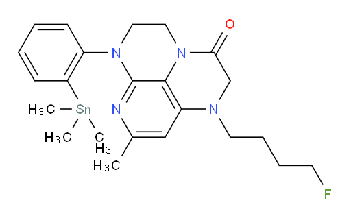 1-(4-fluorobutyl)-8-methyl-6-(2-(trimethylstannyl)phenyl)-1,2,5,6-tetrahydro-1,3a,6,7-tetraazaphenalen-3(4H)-one