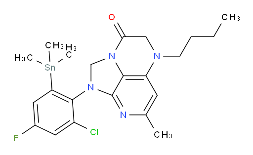 5-butyl-1-(2-chloro-4-fluoro-6-(trimethylstannyl)phenyl)-7-methyl-4,5-dihydro-1H-1,2a,5,8-tetraazaacenaphthylen-3(2H)-one