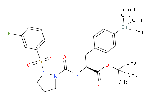 (S)-叔丁基 2-(2-((3-氟苯基)磺酰基)吡唑烷-1-甲酰胺基)-3-(4-(三甲基锡基)苯基)丙酸酯