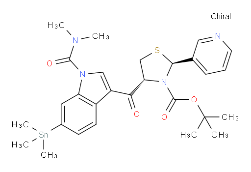(2S,4R)-叔丁基 4-(1-(二甲基胺甲酰基)-6-(三甲基锡基)-1H-吲哚-3-羰基)-2-(吡啶-3-基)四氢噻唑-3-甲酸酯