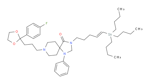 (E)-8-(3-(2-(4-氟苯基)-1,3-二氧杂环戊烷-2-基)丙基)-1-苯基-3-(5-(三丁基锡基)戊-4-烯-1-基)-1,3,8-三氮杂螺[4.5]癸烷-4-酮