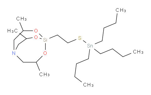 3,7,10-trimethyl-1-(2-((tributylstannyl)thio)ethyl)-2,8,9-trioxa-5-aza-1-silabicyclo[3.3.3]undecane