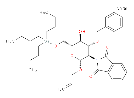 2-((2R,3R,4R,5S,6R)-2-(allyloxy)-4-(benzyloxy)-5-hydroxy-6-(((tributylstannyl)oxy)methyl)tetrahydro-2H-pyran-3-yl)isoindoline-1,3-dione