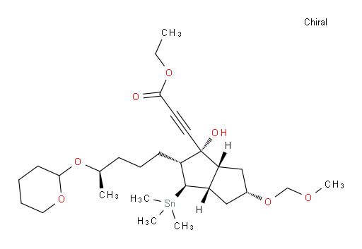 ethyl 3-((1R,2R,3R,3aS,5S,6aR)-1-hydroxy-5-(methoxymethoxy)-2-((4R)-4-((tetrahydro-2H-pyran-2-yl)oxy)pentyl)-3-(trimethylstannyl)octahydropentalen-1-yl)propiolate