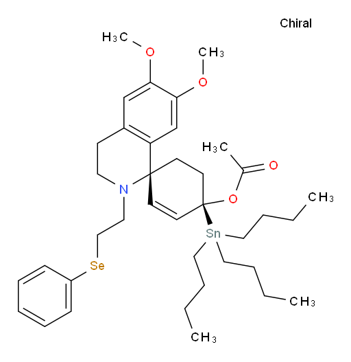(1R,4R)-6',7'-dimethoxy-2'-(2-(phenylselanyl)ethyl)-4-(tributylstannyl)-3',4'-dihydro-2'H-spiro[cyclohex[2]ene-1,1'-isoquinolin]-4-yl acetate