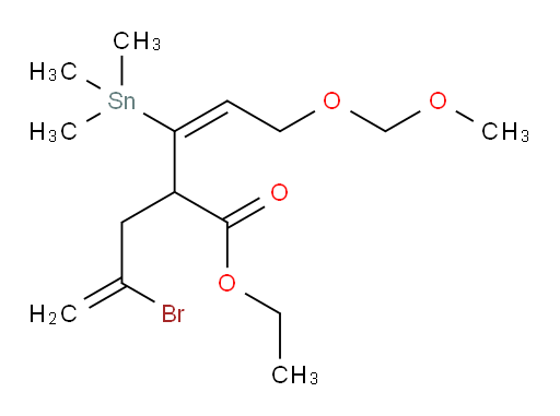 (E)-ethyl 2-(2-bromoallyl)-5-(methoxymethoxy)-3-(trimethylstannyl)pent-3-enoate