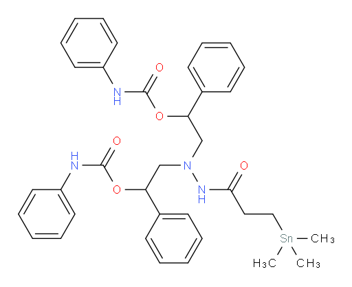 (2-(3-(trimethylstannyl)propanoyl)hydrazine-1,1-diyl)bis(1-phenylethane-2,1-diyl) bis(phenylcarbamate)