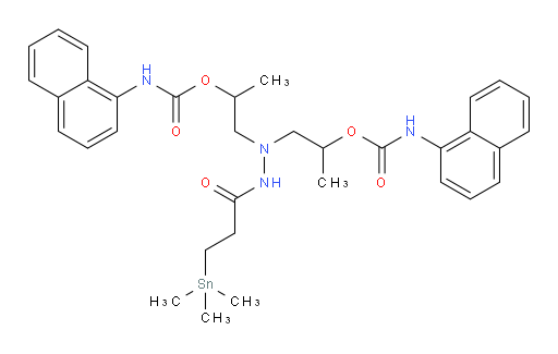(2-(3-(trimethylstannyl)propanoyl)hydrazine-1,1-diyl)bis(propane-2,1-diyl) bis(naphthalen-1-ylcarbamate)