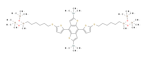 3,3'-(((5,5'-(2,6-bis(trimethylstannyl)benzo[1,2-b:4,5-b']dithiophene-4,8-diyl)bis(thiophene-5,2-diyl))bis(sulfanediyl))bis(hexane-6,1-diyl))bis(1,1,1,3,5,5,5-heptamethyltrisiloxane)