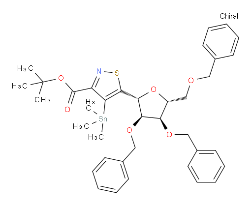 tert-butyl 5-((2R,3R,4R,5R)-3,4-bis(benzyloxy)-5-((benzyloxy)methyl)tetrahydrofuran-2-yl)-4-(trimethylstannyl)isothiazole-3-carboxylate