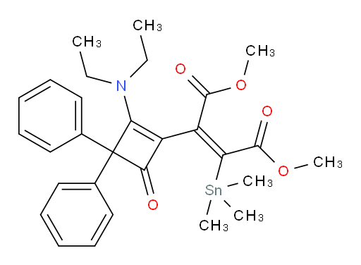 二甲基 2-(2-(二乙氨基)-4-氧代-3,3-二苯基环丁-1-烯-1-基)-3-(三甲基锡基)马来酸盐