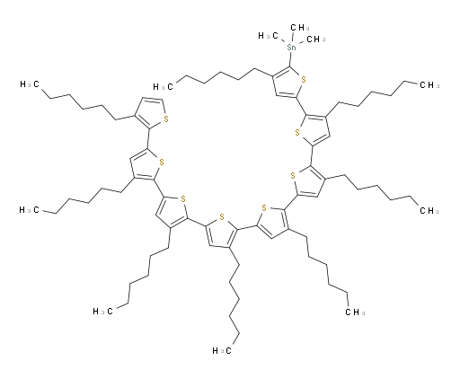 trimethyl(3',3'',3''',3'''',3''''',3'''''',3''''''',4-octahexyl-[2,2':5',2'':5'',2''':5''',2'''':5'''',2''''':5''''',2'''''':5'''''',2'''''''-octithiophen]-5-yl)stannane