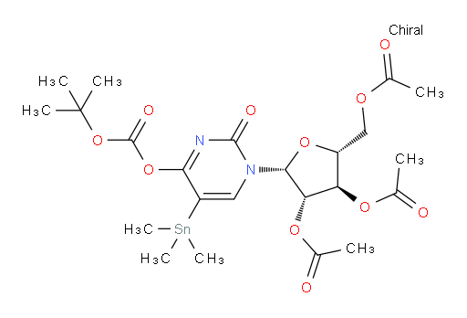 (2R,3R,4S,5R)-2-(acetoxymethyl)-5-(4-((tert-butoxycarbonyl)oxy)-2-oxo-5-(trimethylstannyl)pyrimidin-1(2H)-yl)tetrahydrofuran-3,4-diyl diacetate