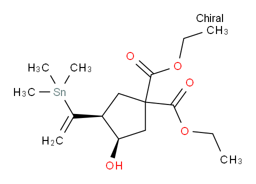 (3R,4S)-diethyl 3-hydroxy-4-(1-(trimethylstannyl)vinyl)cyclopentane-1,1-dicarboxylate
