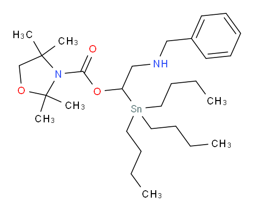 2-(benzylamino)-1-(tributylstannyl)ethyl 2,2,4,4-tetramethyloxazolidine-3-carboxylate