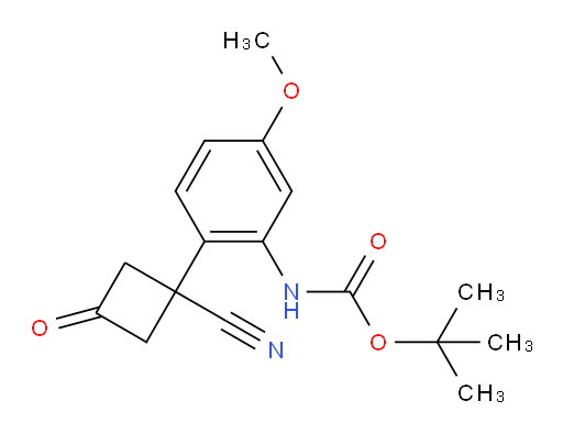 tert-butyl N-[2-(1-cyano-3-oxocyclobutyl)-5-methoxyphenyl]carbamate