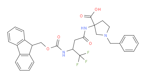 1-benzyl-3-[3-({[(9H-fluoren-9-yl)methoxy]carbonyl}amino)-4,4,4-trifluorobutanamido]pyrrolidine-3-carboxylic acid