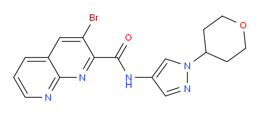 3-bromo-N-(1-(tetrahydro-2H-pyran-4-yl)-1H-pyrazol-4-yl)-1,8-naphthyridine-2-carboxamide