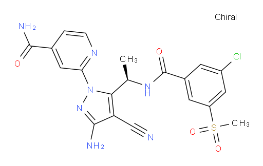 (R)-2-(3-amino-5-(1-(3-chloro-5-(methylsulfonyl)benzamido)ethyl)-4-cyano-1H-pyrazol-1-yl)isonicotinamide