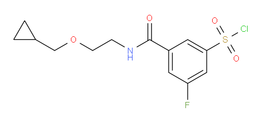 3-((2-(cyclopropylmethoxy)ethyl)carbamoyl)-5-fluorobenzene-1-sulfonyl chloride