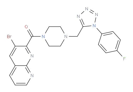 (3-bromo-1,8-naphthyridin-2-yl)(4-((1-(4-fluorophenyl)-1H-tetrazol-5-yl)methyl)piperazin-1-yl)methanone