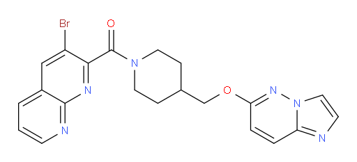 (3-bromo-1,8-naphthyridin-2-yl)(4-((imidazo[1,2-b]pyridazin-6-yloxy)methyl)piperidin-1-yl)methanone