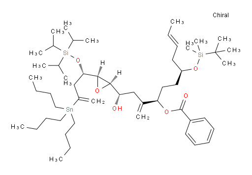 (1S,4R,7S,E)-7-((tert-butyldimethylsilyl)oxy)-1-hydroxy-3-methylene-1-((2R,3R)-3-((S)-3-(tributylstannyl)-1-((triisopropylsilyl)oxy)but-3-en-1-yl)oxiran-2-yl)undec-9-en-4-yl benzoate