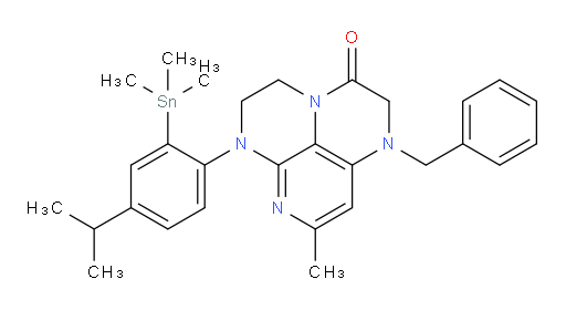 1-benzyl-6-(4-isopropyl-2-(trimethylstannyl)phenyl)-8-methyl-1,2,5,6-tetrahydro-1,3a,6,7-tetraazaphenalen-3(4H)-one