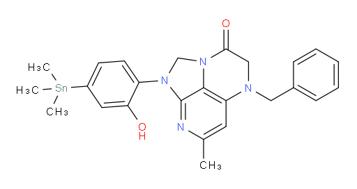 5-benzyl-1-(2-hydroxy-4-(trimethylstannyl)phenyl)-7-methyl-4,5-dihydro-1H-1,2a,5,8-tetraazaacenaphthylen-3(2H)-one
