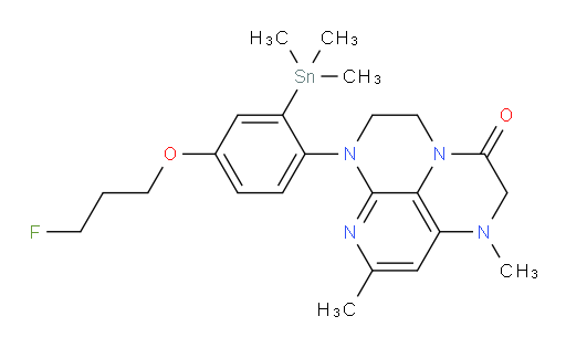 6-(4-(3-fluoropropoxy)-2-(trimethylstannyl)phenyl)-1,8-dimethyl-1,2,5,6-tetrahydro-1,3a,6,7-tetraazaphenalen-3(4H)-one