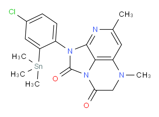 1-(4-chloro-2-(trimethylstannyl)phenyl)-5,7-dimethyl-4,5-dihydro-1H-1,2a,5,8-tetraazaacenaphthylene-2,3-dione